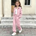 thumbnail image 4 of Kids Stand Collar Set, Long Sleeve Zipper Coat & Pants, Leisure Two-Piece Outfit For Children Pink 14-15Years, 4 of 7
