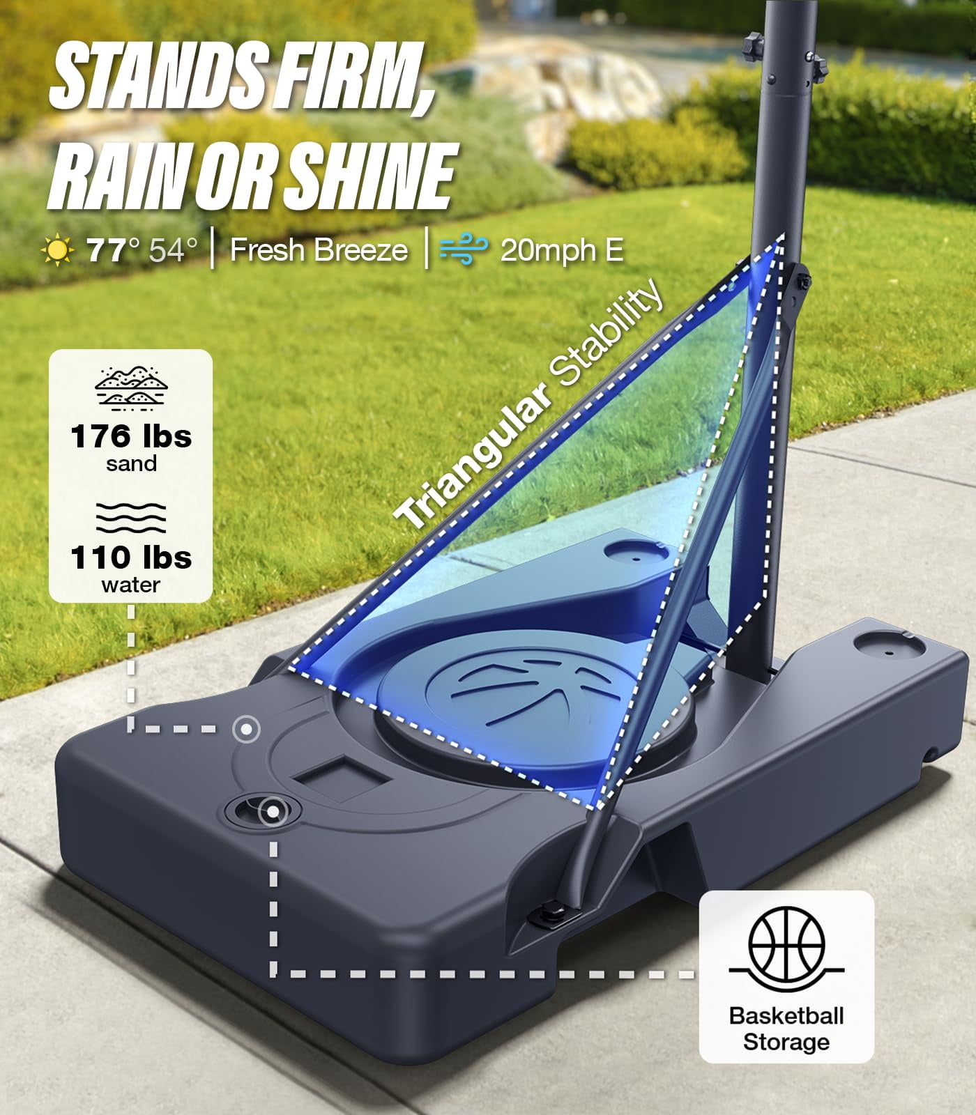 SinCiDo Adjustable Portable Basketball Hoop, 7.5-10FT Height-Adjustable Basketball Goal with 45" Shatterproof Backboard, Wheels for Indoor/Outdoor Use (Yard, Driveway, Court)