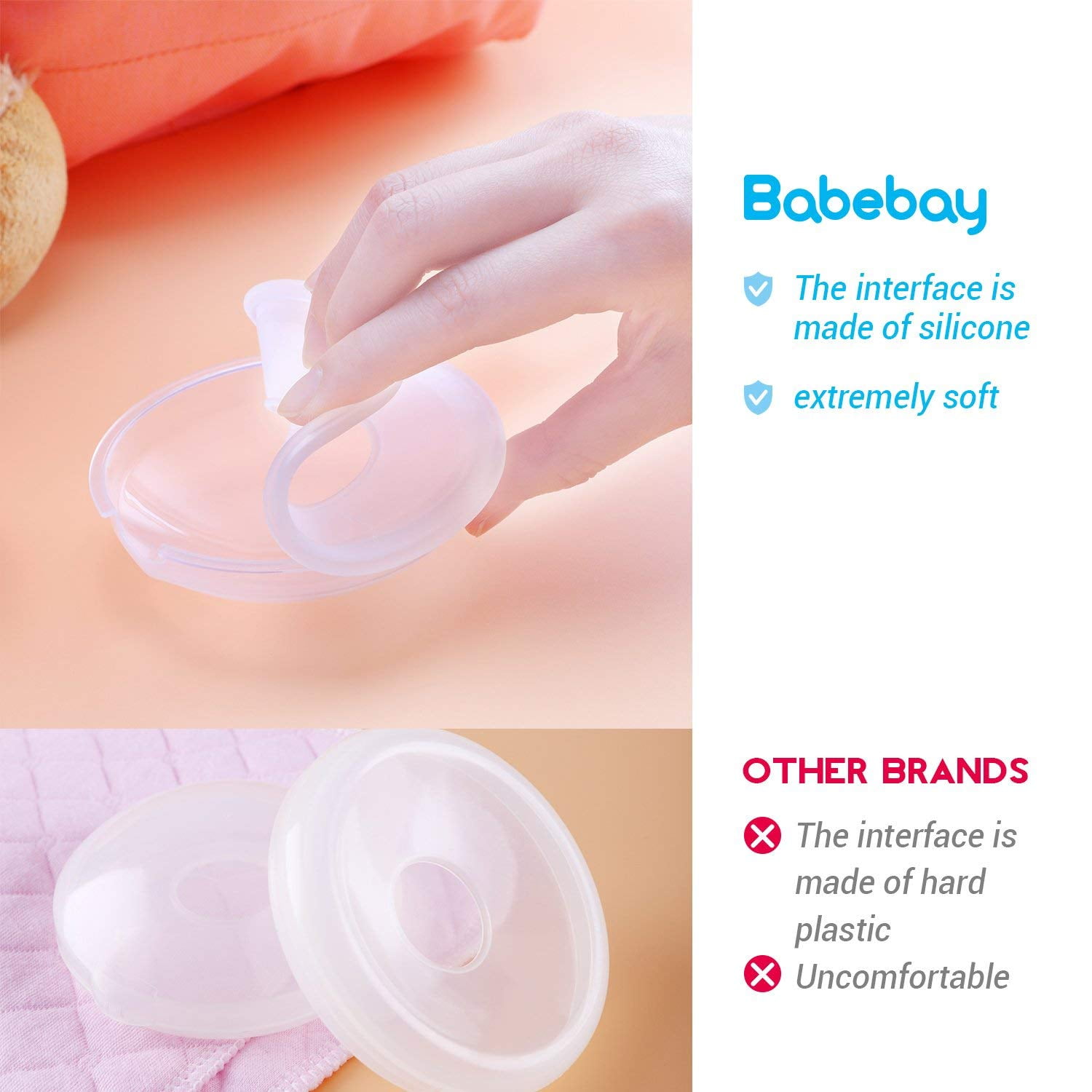 Breast Shells Nursing Cups Milk Saver Protect Sore Nipples for Breastfeeding Collect Breastmilk Leaks for Nursing Moms Soft and Flexible Silicone Material Reusable 2 Pack