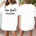 thumbnail image 5 of Ankishi Christian Tshirts Women I'm God's Favorite Short Sleeve Crewneck Religious Graphic Tee for Travel, 5 of 6