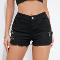 thumbnail image 6 of New European and American women's high waisted sexy perforated elastic plus size jeans women's casual pants denim shorts, 6 of 8
