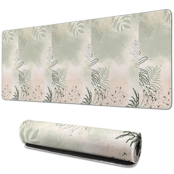 High-Quality Abstract Art Design Mouse Pad | Square, Waterproof, Non-Slip Rubber Base | Ideal for Office Laptops | Modern Boho Leaves Design | 31.5x11.8 inches