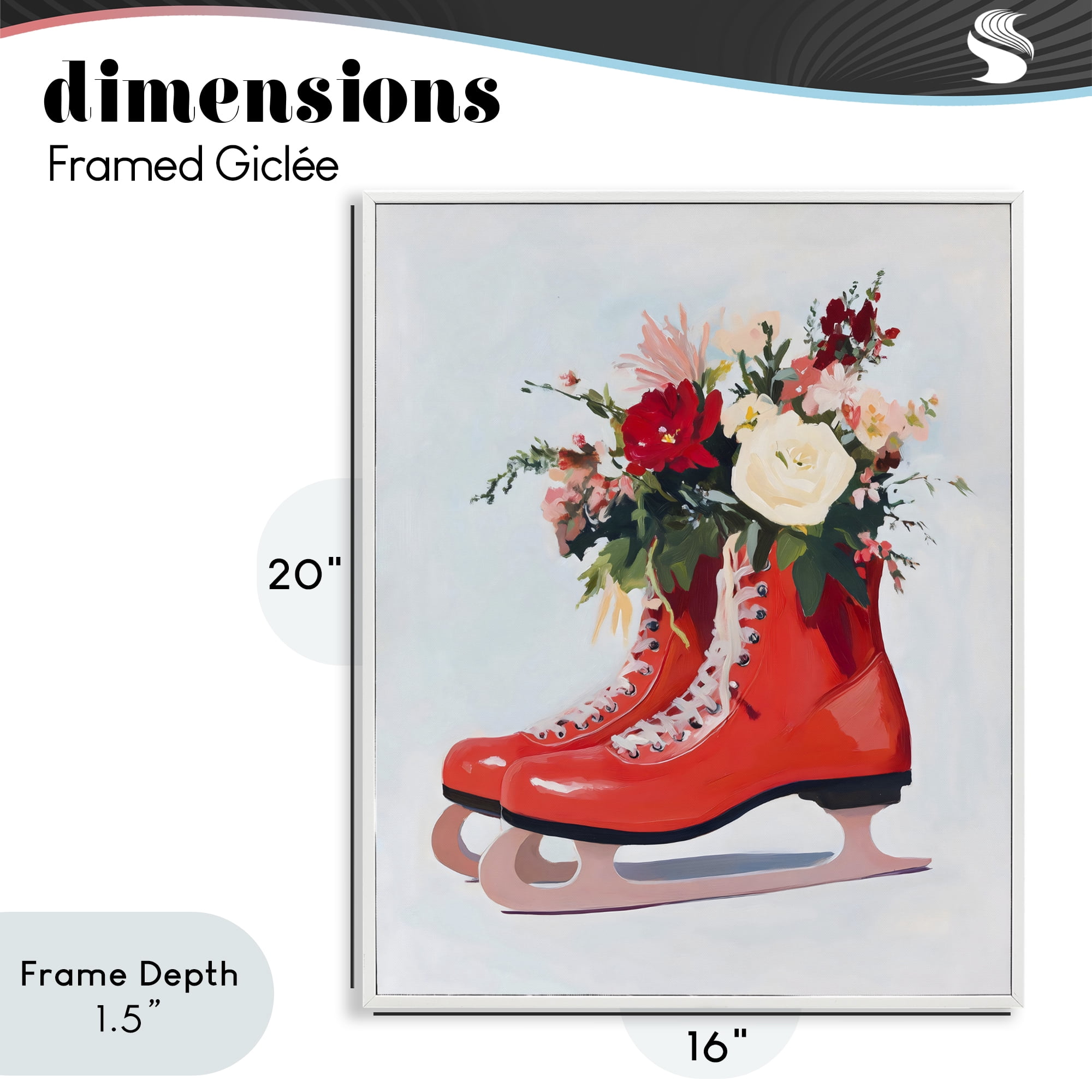 Stupell Industries Floral Ice Skates White Framed Giclee Art, design by The Prints Vibe