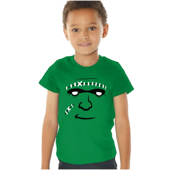 Popfunk Halloween Frankenstein Costume Kids T Shirt (3) for Toddler Boys and Girls, Kelly Green