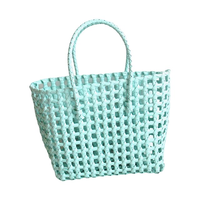 Flmtop Beach Bag Hollow Square Large Capacity Straw Portable Shopping Basket Storage Supplies