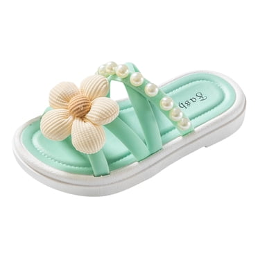 Toddler Slippers Boys Children Shoes Comfortable Soft Soled Slippers Fashionable Flower Pearl Beach Sandals and Slippers(Green,Toddler 10)