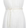 thumbnail image 3 of Eosunjian Pearl Chain Belt for Women Fashion Single Layer Waist Chain Retro Faux Pearl Belt Dress Accessory Adjustable Waist Chain White, 3 of 7