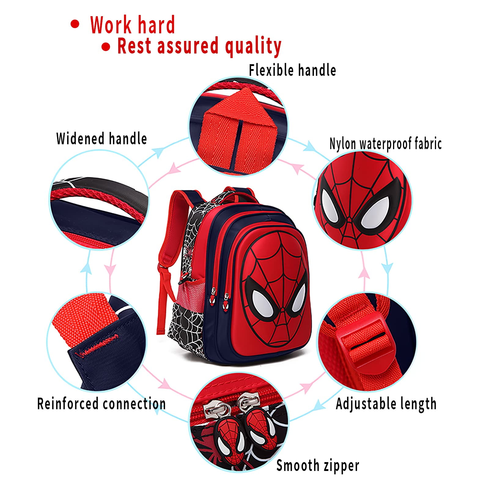 Cartoon Anime Backpack 3D Waterproof Travel Backpacks Daypack for Hiking Camping Large Capacity Backpack,Red Navy - Medium
