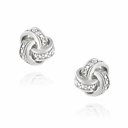 Top Seller - Diamond Accent Silver-Tone Love Knot Earrings