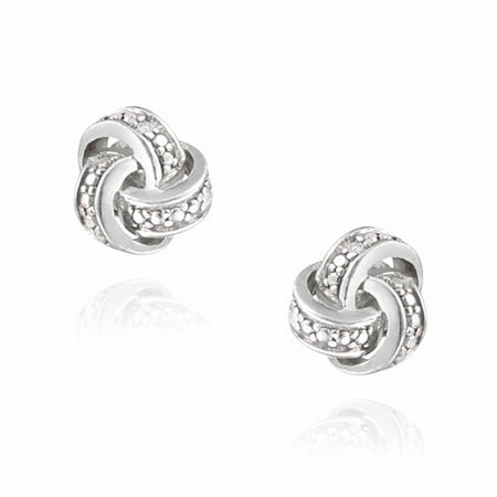 - Diamond Accent Silver-Tone Love Knot Earrings