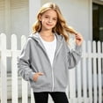 thumbnail image 2 of Nwiuh Zip up Jacket Kids Full Zipper Hooded Fashion Sweatshirt (Grey, 8-9 Years), 2 of 5