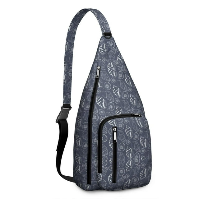 Beachcomber Sling Backpack - Spiral Seashell & Tropical Design Crossbody Bag, Lightweight Durable Pack with Layered Storage for Essentials