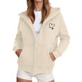 thumbnail image 2 of Jacket Women Zip Up Hooded Hoodie Winter Warm Soft Thermal Jackets Coats Outdoor Sports Pullover with Pockets Winter Coats for Women Beige L, 2 of 4