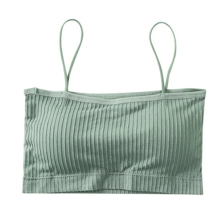Xiaoxatg Fashion Women Sleeveless Striped Bra Padded Tank Tops Spaghetti Strap Bralette Crop Top Bras Bras
