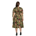thumbnail image 3 of Terra & Sky Women's Smocked Waist Short Sleeve Midi Length Dress, Plus Size 4X, 3 of 5