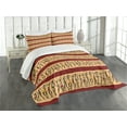 thumbnail image 3 of Ambesonne African Quilted Bedspread Set 3 Pcs, Native Culture, Queen Size, Ruby Peach Black, 3 of 5