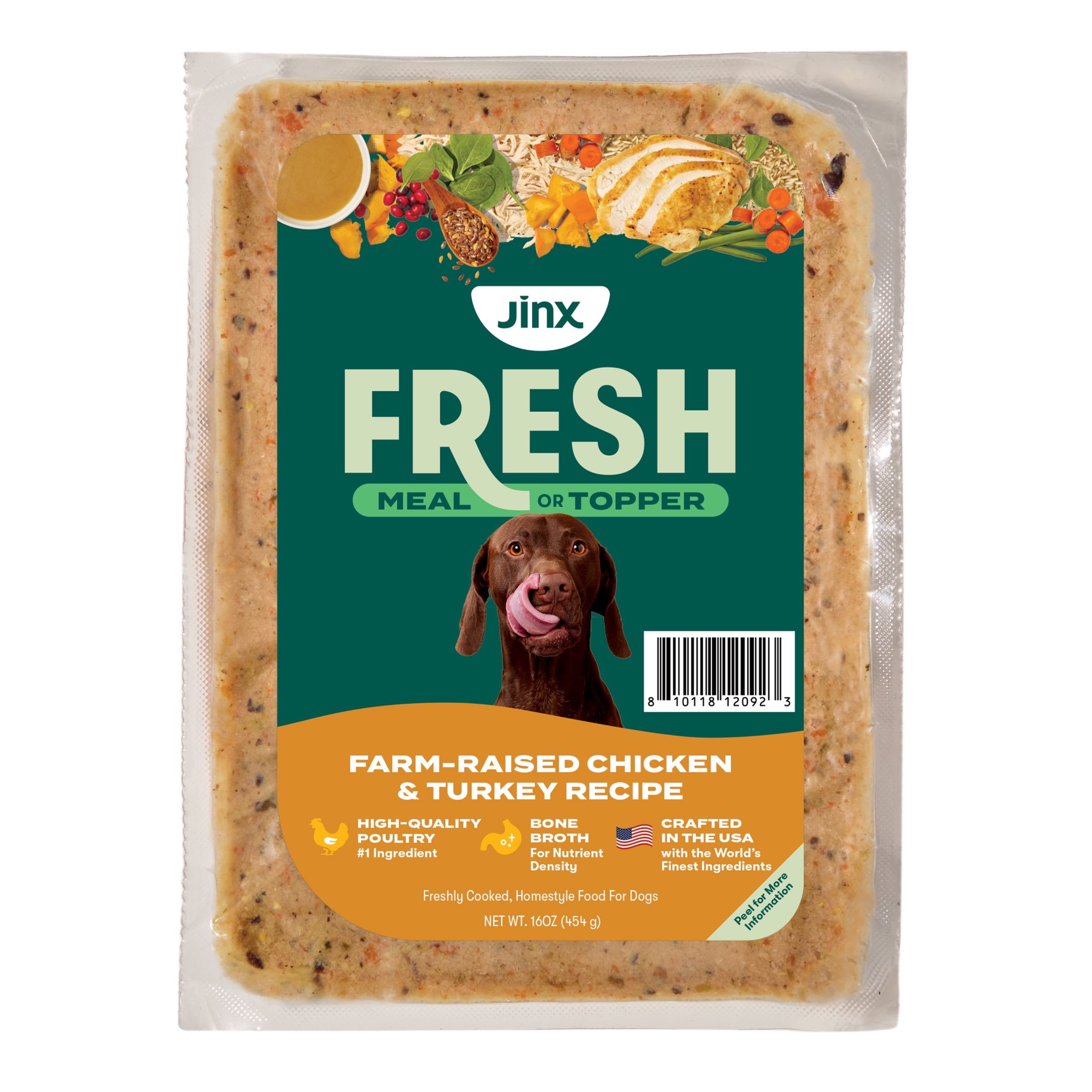 Jinx Fresh Farm-Raised Chicken & Turkey Dog Food Meal or Topper, 1