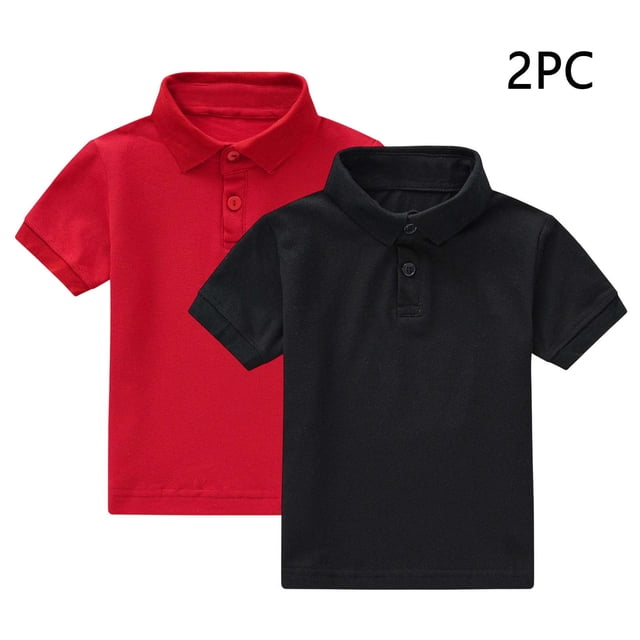 YUNAFFT Polos Décontractés d'Été pour Garçons et Filles Lot de 2 Couleur Unie Manches Courtes Col Rond