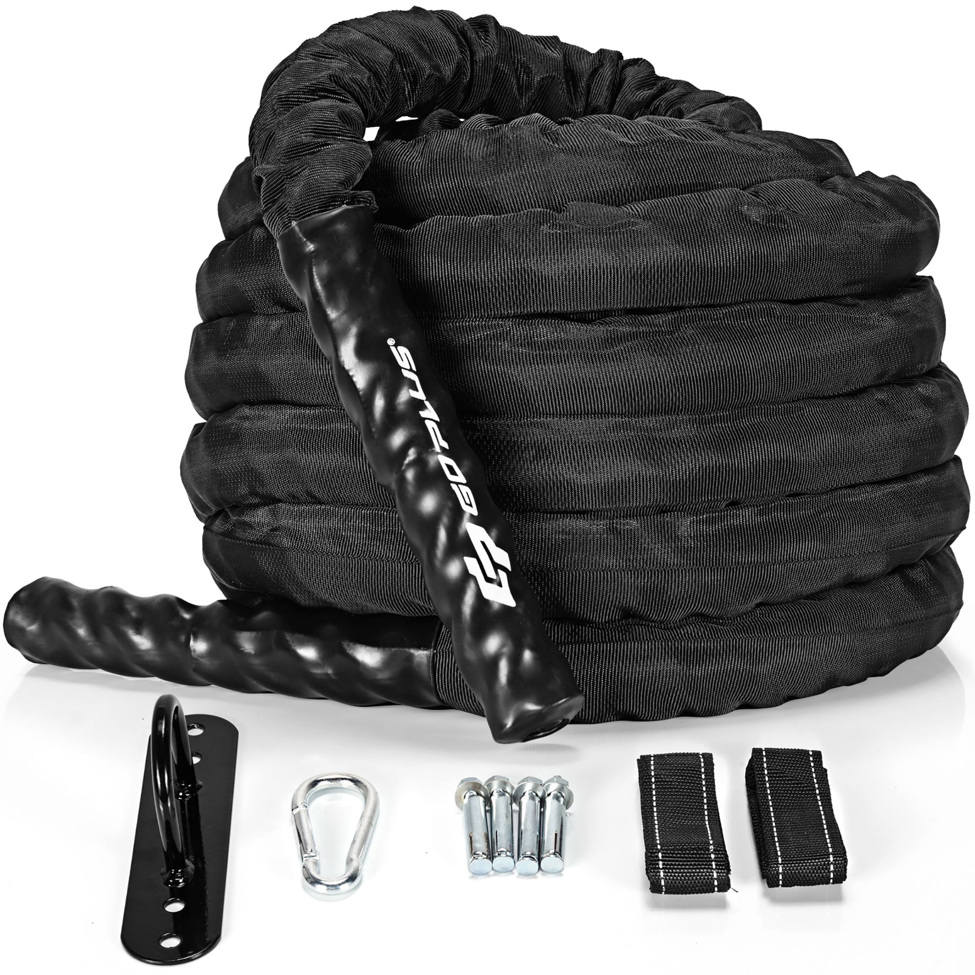 12 m Gym Battle Rope 35 mm Diameter Heavy Duty Exercise Rope w/ Anchor Strap Kit 