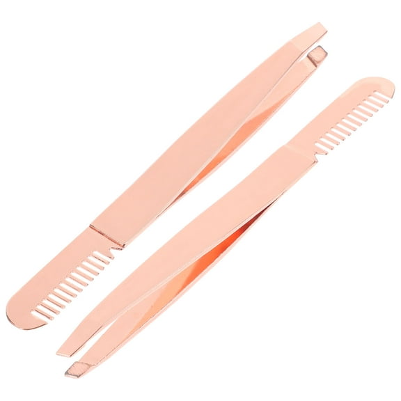 Toyvian Eyebrows Remover Eyebrow Tweezers Rose Gold Stainless Steel 2Pcs