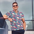 thumbnail image 4 of Honeii happy Skull rose print Polo Shirt, a classic short-sleeved, button-down golf shirt designed for menX-Large, 4 of 6