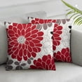 thumbnail image 2 of Nawypu  Throw Pillow Cases Pack of 2 Cozy Fleece Blooming Dahlia Floral Flowers Decorative Cushion Covers for Couch Bed Sofa Farmhouse Decoration 2pcs Burgundy Grey, 2 of 6