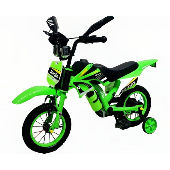 Bicicleta Infantil MotoCross Niño R-12 Ruedas Entrenamiento Verde