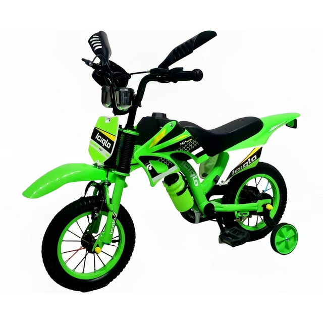 Bicicleta Infantil MotoCross Niño R-12 Ruedas Entrenamiento Verde