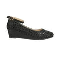 thumbnail image 2 of EIGHT EIGHTEEN Girls Glitter and Rhinestone Stylish Kiddie Heel - Victoria (Black Glitter, Size 9), 2 of 4