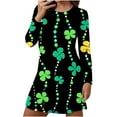 thumbnail image 2 of Sakmal Long Sleeve Moomoo Nightgownss for Women St Patrick's Day Soft Pajama Sleep Dress Shamrock Print Short Ladies Nightgown L, 2 of 6