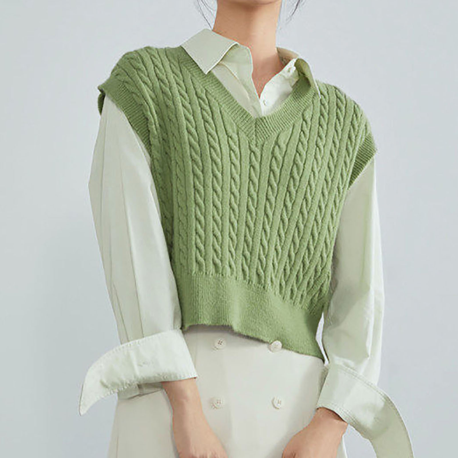 HOT  Autumn New Loose Sleeveless Pullover Knitted Waistcoat Student Korean  Style Sweater Vest Female VCollar Preppy Style  Lazadavn