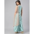 thumbnail image 6 of Janasya Indian Women's Sea Green Poly Silk Embroidered Kurta with Palazzo and Dupatta, 6 of 9