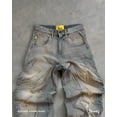thumbnail image 4 of Pantalones vaqueros Y2K para hombre, ropa de calle, Punk Rock, Hip Hop, bordados, Retro, holgados, pantalones de pierna ancha de cintura alta, 4 of 5