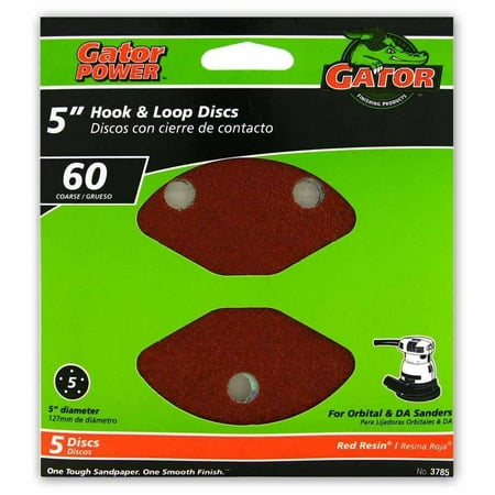 

Gator 3785 Aluminum Oxide 5-Hole Hook & Loop Sanding Disc 60-Grit 5 5-Pack Each
