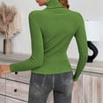 thumbnail image 4 of Womens Long Sleeve Turtleneck Sweaters Ribbed Knit Pullover Tops Slim Fit Basic Casual Comfort Soft Outfits Green XL, 4 of 5