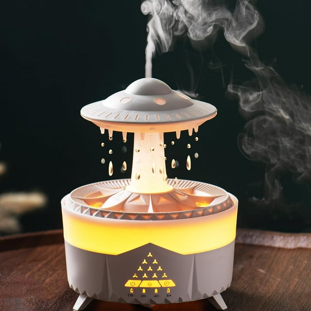 Raindrop Humidifier for Bedroom Large Room Air Humidifiers and Aromatherapy DiffuserUltrasonic humidifierQuiet humidifier with Ambient Light 4 TimerWaterless Auto Off No remote control
