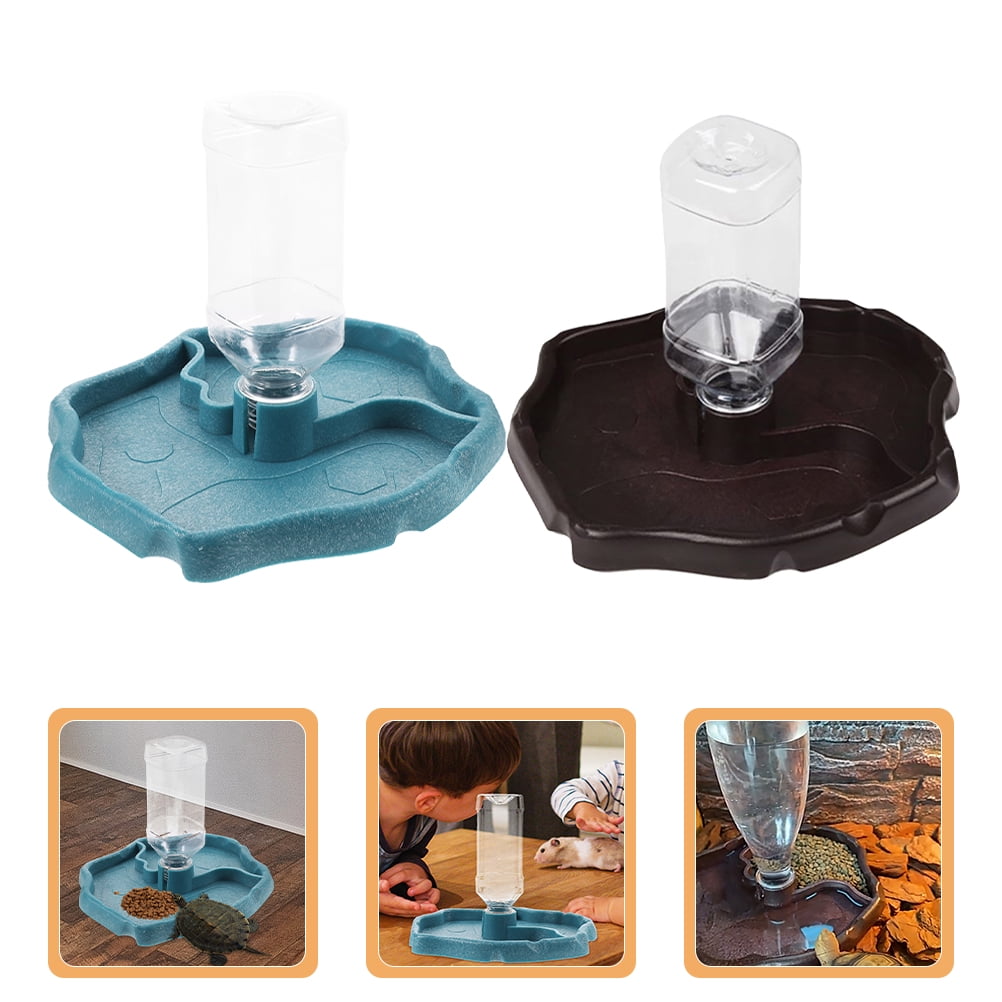IFANLANDOR 2Pcs Automatic Reptile Water Dish Durable Plastic Bowl for Lizard Turtle and Tortoise Feeding