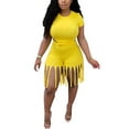 thumbnail image 4 of ITFABS Sports Outfits Short Sleeve Knot Crop Top + Fringe Fifth Pants, 4 of 9