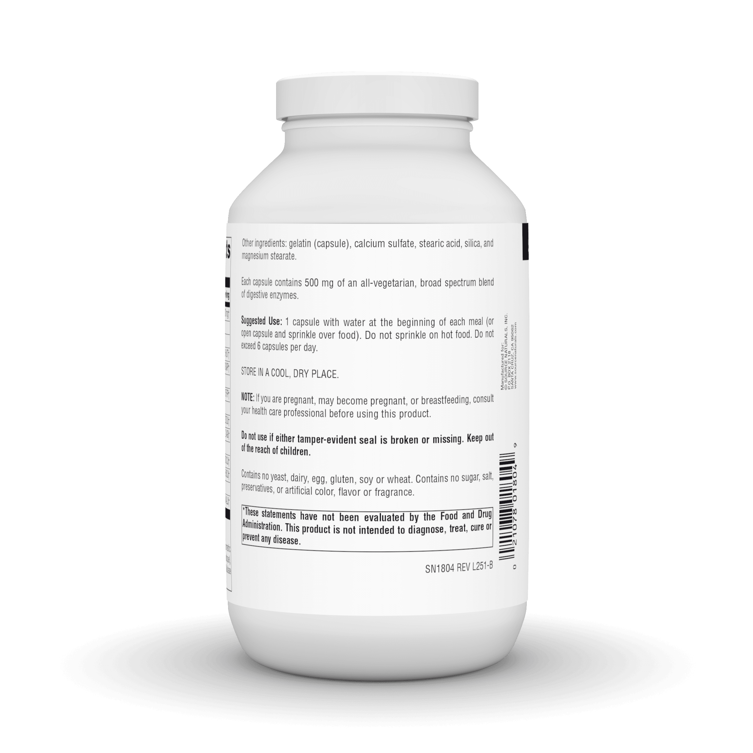 Source Naturals Essential Enzymes 500mg, Bio-Aligned Multiple Enzyme Supplement Herbal Defense for Digestion, Gas, Constipation & Bloating Relief - Digestive Aid* - 360 Capsules, 360 Servings