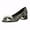 Black, variant on Womens Pearl Rhinestone Low Chunky Heels Slip On Pumps Shiny Pointed Toe Wedding Dress Shoes for Party Wedding Dating