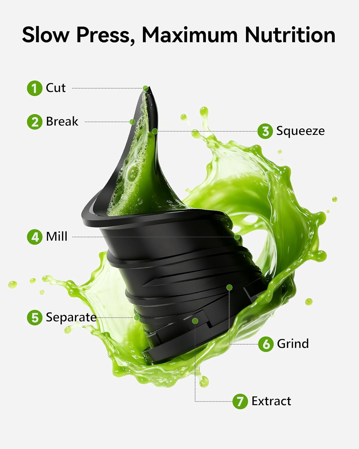 Cold Press Juicer Machines,  5.8" Wide Feed Chute, Slow Masticating Juicer for Whole Vegetables and Fruits, 99.6% High Juice Yield, Easy to clean, Juicer Machines with BPA Free