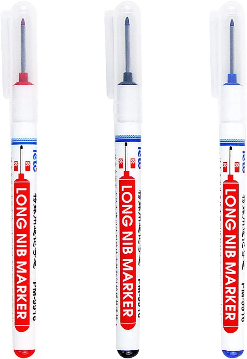 Jinsinto Multi-Purpose Deep Hole Marker Pens - Deep Drill Hole Long Nib Marker - Waterproof Deep Hole Marker Pens - Colorful Marker 20MM Oily Marker (Color Mixing 3PCS)