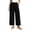 Black, variant on Women's Multi-Pocket Wide Leg Cargo Pants, Solid Color Elastic Waist, Casual Streetwear Trousers Khaki S