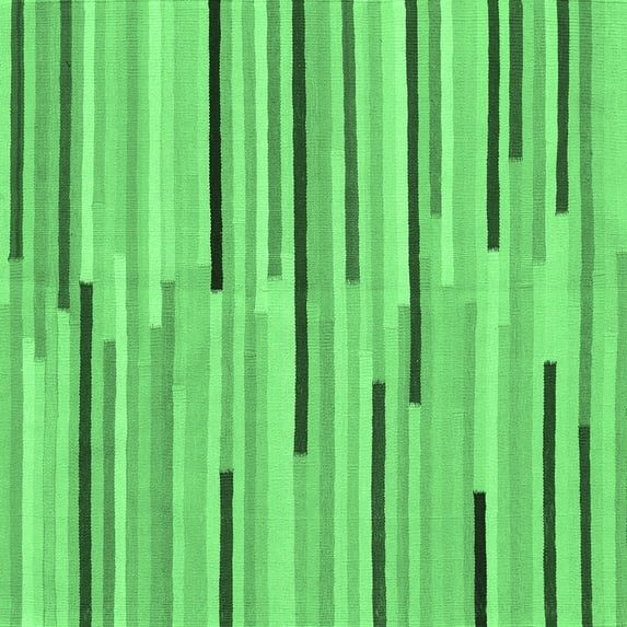 Ahgly Company Indoor Square Abstract Emerald Green Contemporary Area Rugs, 7' Square