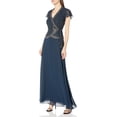 thumbnail image 1 of J Kara Robe Longue Portefeuille pour Femmes avec Manches à Volants, Marine/ombré/mercure, 10, 1 of 4