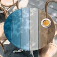 thumbnail image 2 of Blue Brown Ombre Round Tablecloth, Fitted Table Cover with Elastic for 55"-60" Round Tables, Vintage Country Wooden Table Cloth Outdoor Indoor Dinning Party Waterproof Tablecloths, 2 of 7