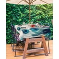 thumbnail image 3 of Boanket Outdoor Tablecloth with Umbrella Hole for Patio/Picnic/Party/Camping, Peacock Feather Waterproof Table Cloth Rectangle Table Cover Washable, Teal Ethnic Rustic Farmhouse Elegant (60"x 120"), 3 of 7