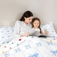 thumbnail image 4 of Manfei Blue Ribbon Bowknot Twin Comforter Sets 3-Piece for Kids Teens,Kawaii Bow Plaid Bedding Set for Girls,Breathable Home Decor, 4 of 6