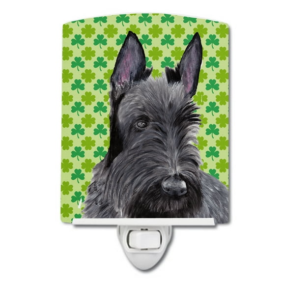 Caroline's Treasures SC9306CNL Scottish Terrier St. Patrick's Day Shamrock Portrait Ceramic Night Light, 6x4x3",