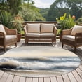 thumbnail image 5 of Ocean Beach Wave Round Living Room Rugs 7 ft, Impressionist Oil Painting Style Washable Area Rug with Non-Slip Sturdy Edge Binding Round Carpet for Kitchen Office Bedroom, 5 of 9